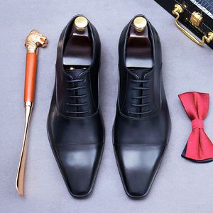 Chaussures en cuir de luxe pour hommes, chaussures habillées pour affaires, en cuir de vachette, antidérapantes et confortables, chaussures Oxford de haute qualité faites à la main pour hommes - Product Image 6
