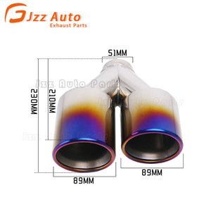 Punta de escape doble universal de 2 pulgadas con entrada única y salida doble de 3.5 pulgadas en forma de Y para coche - Product Image 2