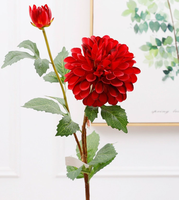 Fleur artificielle de dahlia faite à la main en Europe pour mariage, Saint-Valentin, Thanksgiving et Nouvel An
