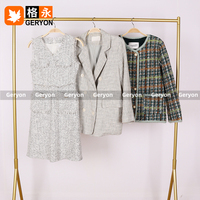 Jaket Vest Rok Tweed Bekas Prancis untuk Wanita Ukuran Campur Geryon Vintage Pakaian Bekas Grosir