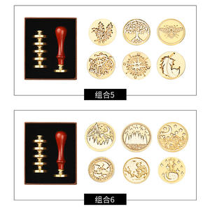 Ensemble de tampons à cire à cacheter avec 5 têtes en cuivre, poignée rouge, sceau métallique pour invitation, enveloppe, décoration de fête de mariage - Product Image 5