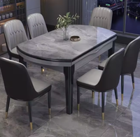 Ensemble de table à manger ronde contemporaine de style mid-century moderne avec 6 chaises en chêne et mobilier en bois extensible pour la maison, l'hôtel ou l'appartement