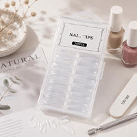 240 Uñas Postizas Largas Cuadradas Transparentes de ABS con Pegamento para Extensión de Uñas