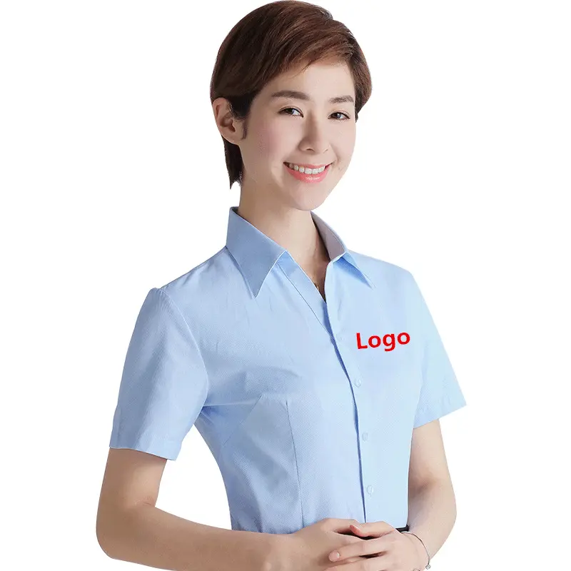 Blusa de algodão penteado personalizada para mulheres, camisa de manga curta, blusa feminina nova