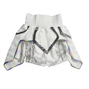 Shorts MMA unisexes orange personnalisés, imprimés par sublimation, motif floral bleu géométrique, séchage rapide, 140g polyester/coton, arts martiaux - Product Image 1