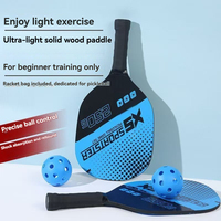 Raquette de pickleball légère en bois, ensemble de plage avec balles, équipement de sport et de fitness pour l'entraînement en extérieur, double raquette, 4 balles, sac, 450g