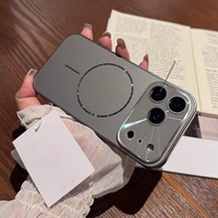 Coque de protection pour téléphone avec grande fenêtre pour iPhone 17 Air 16 15 14 13 Pro Max, en verre AG Nano dépoli, compatible charge magnétique