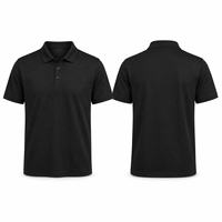 Polo de travail personnalisé avec logo brodé, extensible dans 4 directions, séchage rapide, design uni noir en tricot pour le personnel de restaurant