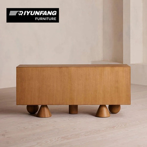 Armoire de rangement de salon rétro minimaliste moderne Buffet en bois massif avec panneau pour le service du thé et de l'eau - Product Image 5