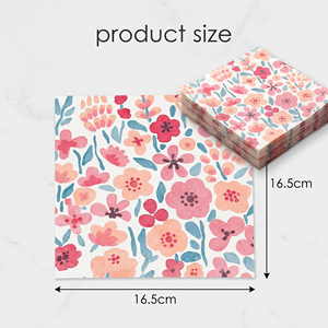 Serviettes en <span class=keywords><strong>papier</strong></span> 3 plis jetables à motif floral rose aquarelle pour mariage, thé ou anniversaire - Product Image 6