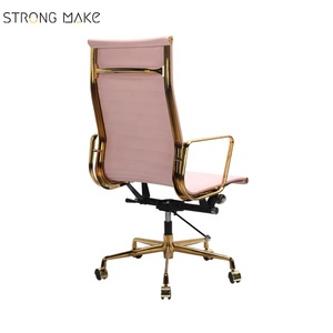 Proffesional rotary certain design Rose Gold flat setting's office chairs <span class=keywords><strong>slim</strong></span> flat setting steel chair office desk ergonomic design - Product Image 4