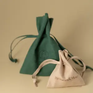 Custom Fancy Drawstring Package Cotton Velvet Small Gift Packaging Bag For Jewelry