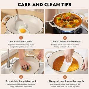 Poêle en fonte émaillée <span class=keywords><strong>de</strong></span> 3,8 litres avec couvercle, compatible four jusqu'à 500°F - Product Image 6