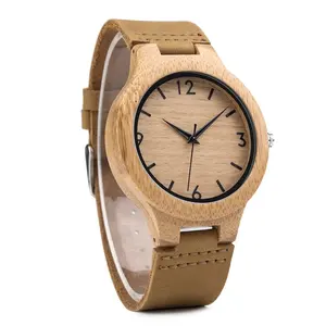 Dodo Herten Vintage Houten Horloge Oem Voor Mannen Lederen Band Wrist Band Met Natuurlijke Handgemaakte Bamboe Case Horloge Custom Uw eigen Logo