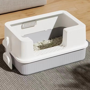 Caja de arena <span class=keywords><strong>para</strong></span> gatos grande al por mayor, caja de arena de limpieza semiabierta, bandeja de arena <span class=keywords><strong>para</strong></span> gatos de lado alto con caja de arena, inodoro <span class=keywords><strong>para</strong></span> mascotas - Product Image 3