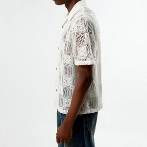 <span class=keywords><strong>Camicia</strong></span> con bottoni in <span class=keywords><strong>pizzo</strong></span> da <span class=keywords><strong>uomo</strong></span> di lusso estivo personalizzato stile Casual da <span class=keywords><strong>uomo</strong></span> produttore di camicie ricamate a maniche corte per <span class=keywords><strong>uomo</strong></span> - Product Image 3