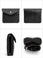 Dompet Wanita Kulit Sapi Asli All-In-One, Ringkas, Pendek, Tempat Kartu & Uang Koin, Portabel, Modis, Penyimpanan Kompak