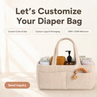 Sac à langer en velours côtelé personnalisé avec logo OEM ODM, pliable, sac de rangement pour maman avec doublure en coton, 6 couleurs pour bébé, vente en gros