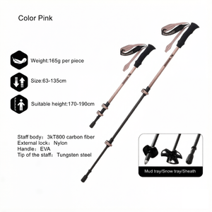 Bâton <span class=keywords><strong>de</strong></span> randonnée en fibre <span class=keywords><strong>de</strong></span> <span class=keywords><strong>carbone</strong></span> T8003k ultra-léger à 3 sections avec poignée en EVA, réglable et portable pour le camping et l'escalade OEM/ODM - Product Image 3