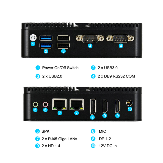 EGLOBAL J6412 N95 N100 Mini Pc Fanless Barebone Win 11 Linux Desktop Home Office Game Dual Lan Network Port Box Mini PC