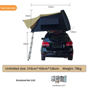 Tente de toit SUV à ouverture rapide automatique Moderne Quatre saisons Coque rigide en aluminium Double couche Une chambre en <span class=keywords><strong>tissu</strong></span> de coton - Product Image 6