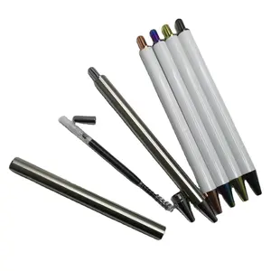 No MOQ Hot Sale UV DTF White Non Clip Metal Pen Blank New Stainless Steel Pen Gel Ink Rhinestones Glittering DIY Pens
