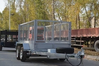 Remorque de voiture à frein à disque, remorque tandem galvanisée 8*5 avec cage en treillis