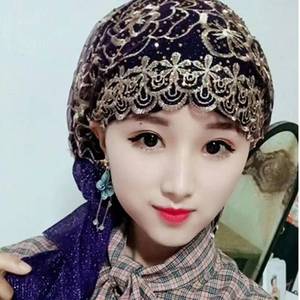 Lujoso Pañuelo de Cabeza Musulmán Tejido a Mano con Lentejuelas y Decoración de Lazo para Mujer, Gorro Envolvente de Moda - Product Image 4