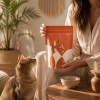 Sacs d'emballage en plastique personnalisables de qualité alimentaire, étanches à l'humidité, avec fermeture éclair et fenêtre transparente, imprimés en héliogravure, pour aliments et friandises pour animaux de compagnie