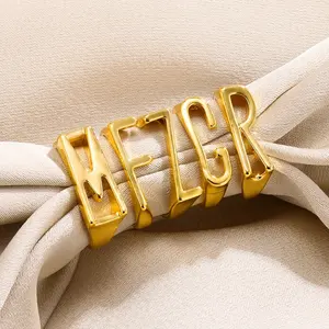 Cross Border Minimalistisch Nieuw Product A-Z Engelse Brief Ring Goud Heren En Dames Creatieve Vinger Verstelbare Ring