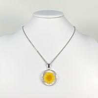 2025 vente chaude Transparent coloré marguerite mode fleur séchée pendentif rond vraie fleur bijoux résine fleur collier