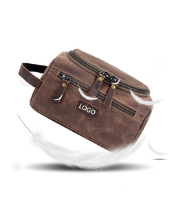 Wholesale Custom Logo <strong>Cosmetic</strong> Men Vintage Canvas Cotton Makeup Travel <strong>Cosmetic</strong> Toiletry Zipper <strong>Bag</strong> Customized - Product Image 1