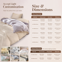 Parure de lit en soie glacée 4 pièces avec draps en satin rafraîchissant réversibles couleur unie, haute densité classe A, double face AB