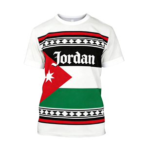 Camiseta Deportiva Personalizada con la Bandera de Jordania, Venta al Por Mayor de Fábrica, Entrega Rápida, Algodón y Poliéster Transpirable, Alta Calidad, para Eventos Deportivos y Electorales - Product Image 3