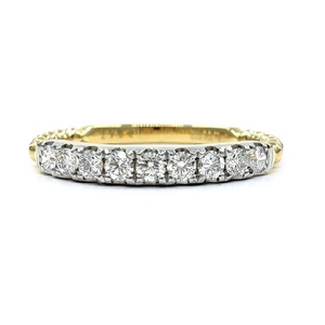 Bague demi-alliance en or jaune massif 18 carats de qualité supérieure, sertie de diamants naturels, design classique et luxueux pour femme, bijoux fins - Product Image 1