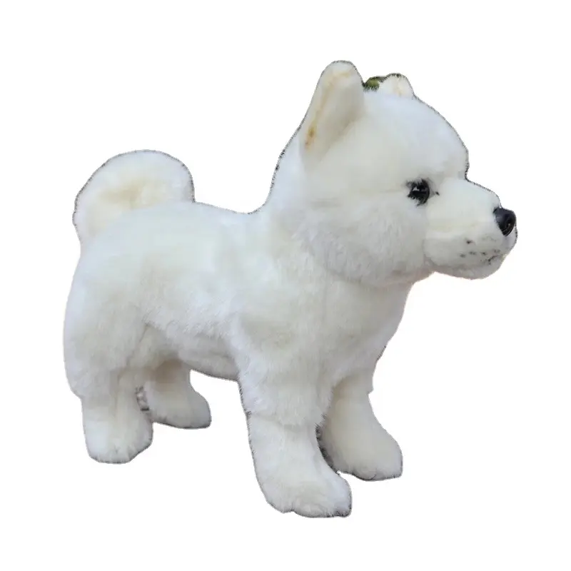 Juguete de peluche personalizado Shiba Inu, perro blanco realista