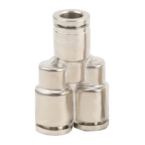 Raccord pneumatique en T Wentai Pneumatics, tout en cuivre nickelé, 6, 8, 12 mm, trois voies, pour équipement automatisé de trachéotomie - Product Image 1