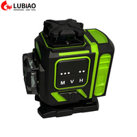 Niveau laser vert 16 lignes en gros, kit de niveau laser auto-nivelant 360° avec deux batteries, instrument de niveau laser mural