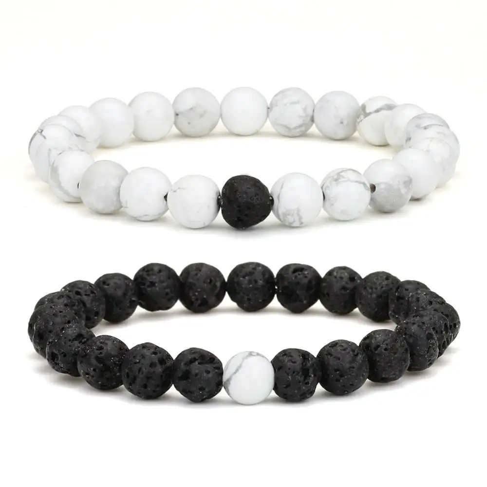 Mode Charme natürliche vulkanische Stein perle Chakra Yoga Balance Lava Frau Mann Perlen Armband