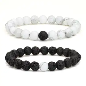 Mode Charme Pierre Volcanique Naturelle Perle Chakra Yoga Équilibre Lave Femme Homme Bracelet En Perles