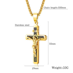 패션 맞춤형 보석 18K 금도금 십자가 기독교 종교 남성 예수 십자가 펜던트 - Product Image 2