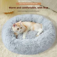 Écologique solide chien et chat maison longue peluche ronde lit pour animaux de compagnie chaud hiver chien tapis 100% coton