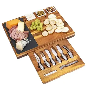 Assiettes de service Planche à fromage rectangulaire en <span class=keywords><strong>ardoise</strong></span> Assiettes de service à <span class=keywords><strong>viande</strong></span> grillée sur des planches à fromage en marbre et en bois - Product Image 1