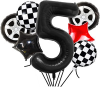 Ensemble de ballons en film d'aluminium à thème de voiture de course noire pour décorations de fête d'anniversaire pour adultes et enfants