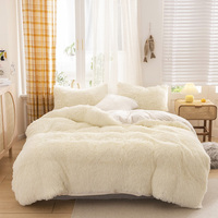 Ensembles de couette en fausse fourrure pelucheuse de luxe avec housse de couette et ensemble de draps pour l'hiver