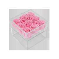 Boîte de rangement carrée personnalisée en acrylique transparent avec roses éternelles pour la remise des diplômes et Halloween