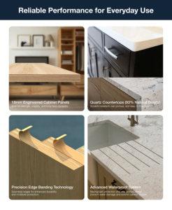 Sistema di Mobili da <span class=keywords><strong>Cucina</strong></span> Moderni in Legno Elabor con Piano di Lavoro in Granito e Rubinetto per Progetti di Cucine Modulari - Product Image 4