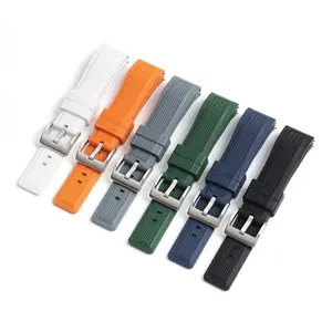 Custom 20*18/22*20mm Woven Texture Liquid Silicone Watch Strap With Metal Buckle And Quick Release Spring Bar For Seiko Watch