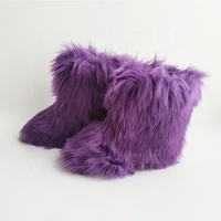 Deat-bottes de neige en fausse fourrure pour femme et enfant, ensemble 3 pièces, fait à la main, sur mesure, plusieurs couleurs, bleu, automne/hiver, 2021