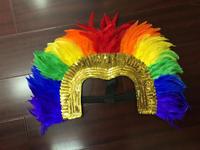 Paillettes accessoire de Costume Showgirl couvre-chef or nouvelle Coque arc-en-ciel coiffure en plumes